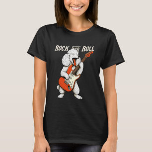 T-shirt Caniche Jouant de la Guitare Rock and Roll Amateur