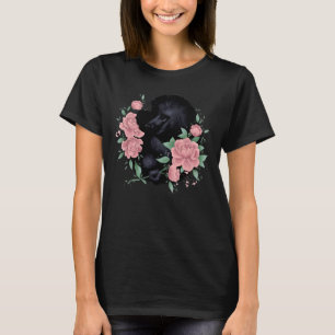 T-shirt Caniche Noir Avec Des Pies