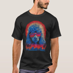T-shirt Caniche portant des lunettes de soleil Style Rétro