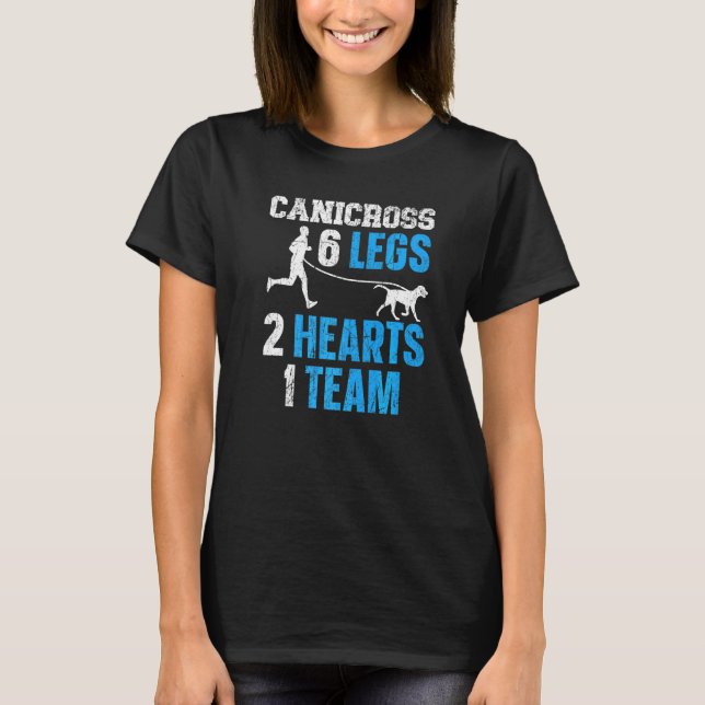 T-shirt Canicross 6 Jambes 2 Coeurs 1 Chien d'équipe faisa (Devant)