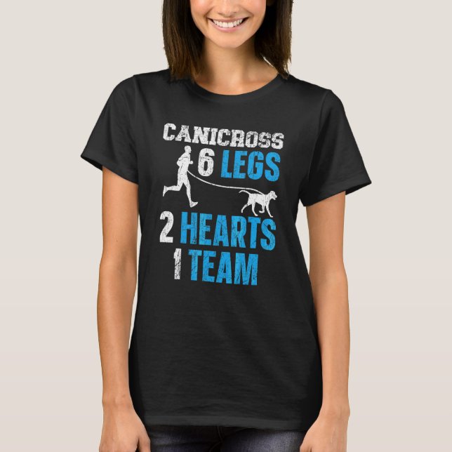 T-shirt Canicross 6 Jambes 2 Coeurs 1 Chien d'équipe faisa (Devant)