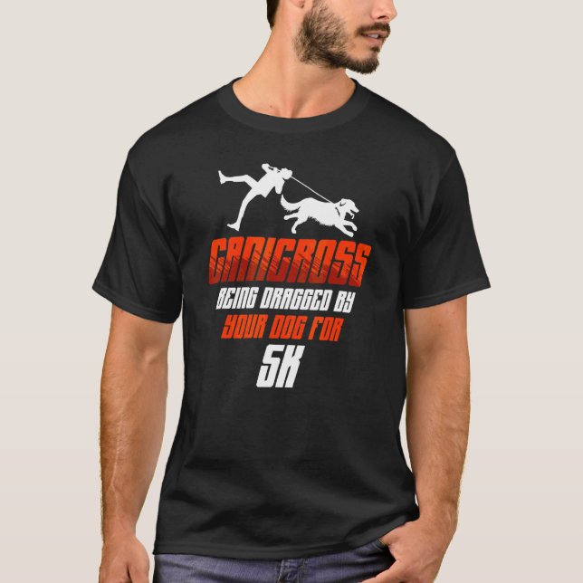 T-shirt Canicross En Train D'Être Dragué Pour 5 000 Chiens (Devant)