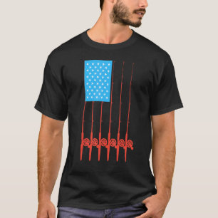 T-shirt Canne à pêche patriotique Drapeau Matériel de pêch