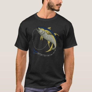 T-shirt Canne à pêche Thon Pêcheur Pêcheur Pêcheur Eau sal