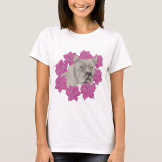 T-shirt Canne Corso Chien avec Fleurs roses