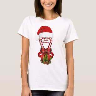 T-shirt Canne de Noël rayée rouge