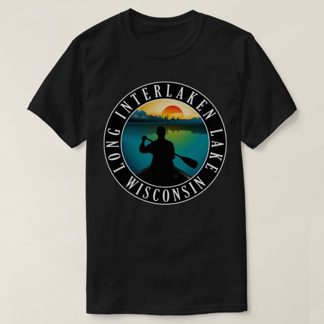 T-shirt Canoë long Interlaken Lake Wisconsin (Design devant)