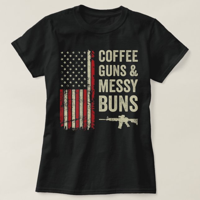 T-shirt Canons À Café Et Buns À Mal - USA Flag Womens Gun  (Design devant)
