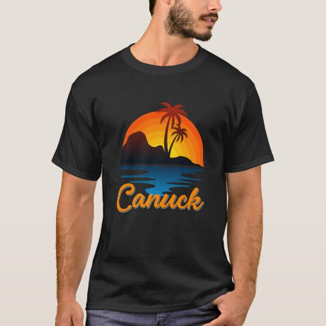 T-shirt Canuck Vancouver Palm Tree Island Sunset Canada (Devant)