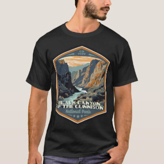 T-shirt Canyon Noir Du Parc National De Gunnison Wpa