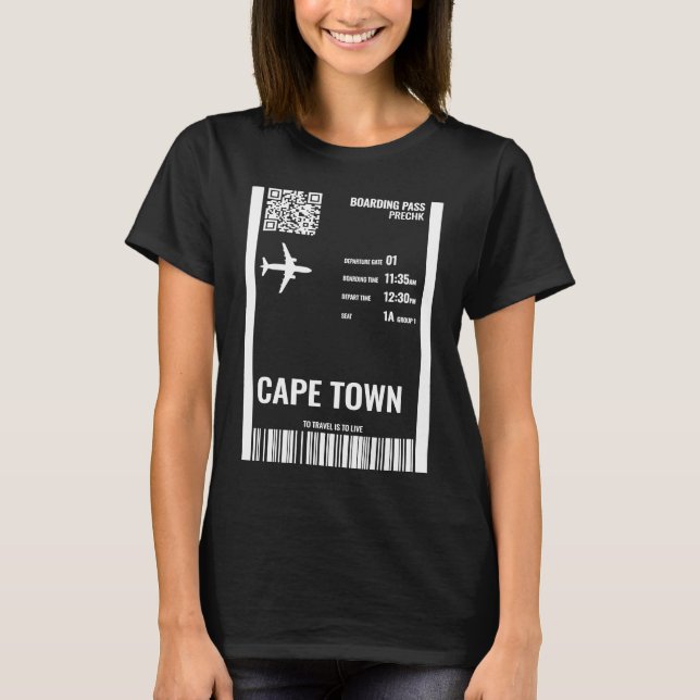 T-shirt Cap Afrique du Sud Boarding Pass Airline Ticke (Devant)
