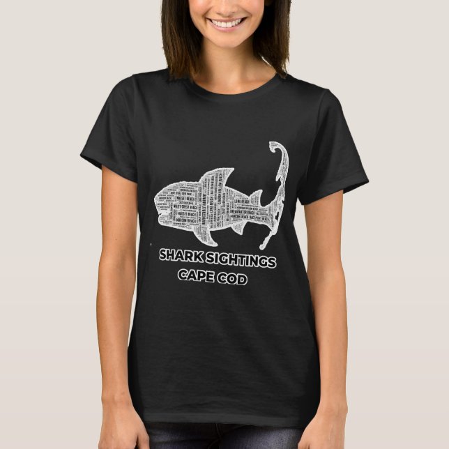 T-shirt Cap Cod Shark Sightings Shark Ocean (Devant)