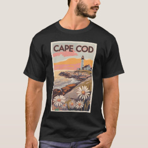 T-shirt Cape Cod Massachusetts Art de voyage pictural Rétr