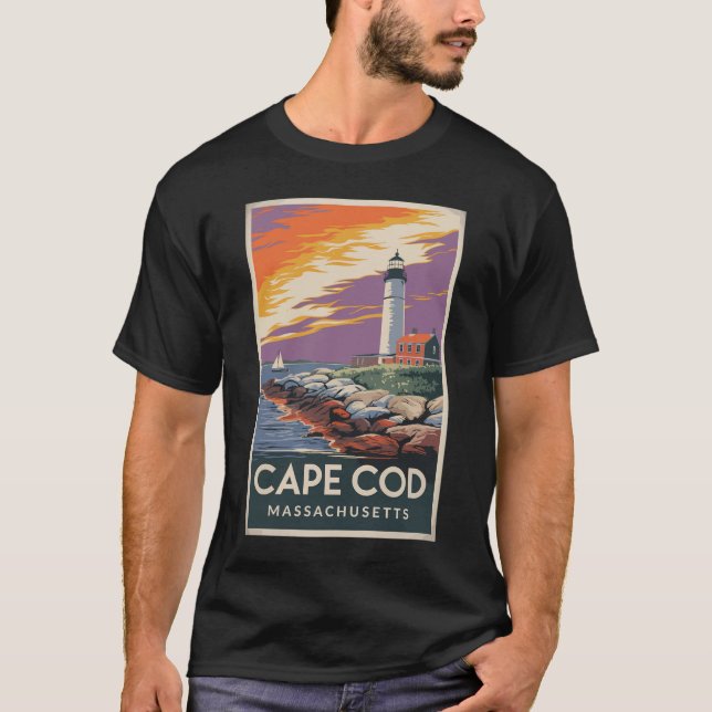 T-shirt Cape Cod Massachusetts Illustration Art de Voyage (Devant)
