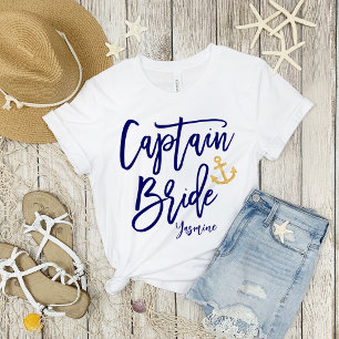 T-shirt Capitaine Bride Calligraphie bleue moderne
