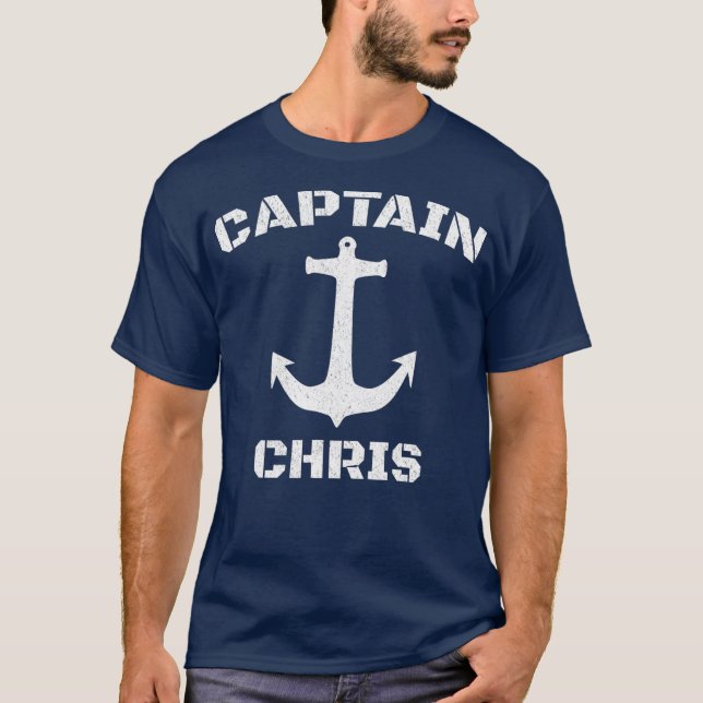 T-shirt Capitaine Chris Capitaine de bateau personnalisé (Devant)