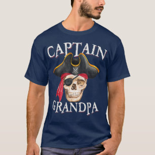 T-shirt Capitaine Grandpa Halloween Crâne Pirate Casquette
