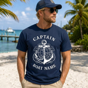 T-shirt Capitaine Nautique Personnalisé Nom du Bateau Ancr