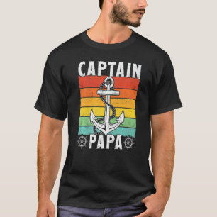 T-shirt Capitaine Papa Vintage Retro Ancre Pontoon Boat Bo