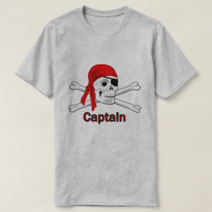 T-shirt Capitaine Pirate Skull and Crossbones Mens BG