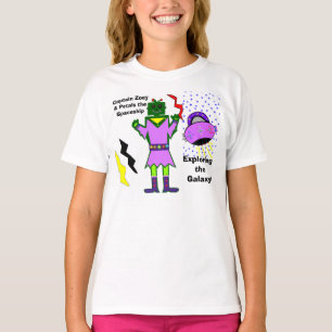 T-shirt Capitaine Zoey Girl Robot Pétales Roses Navire