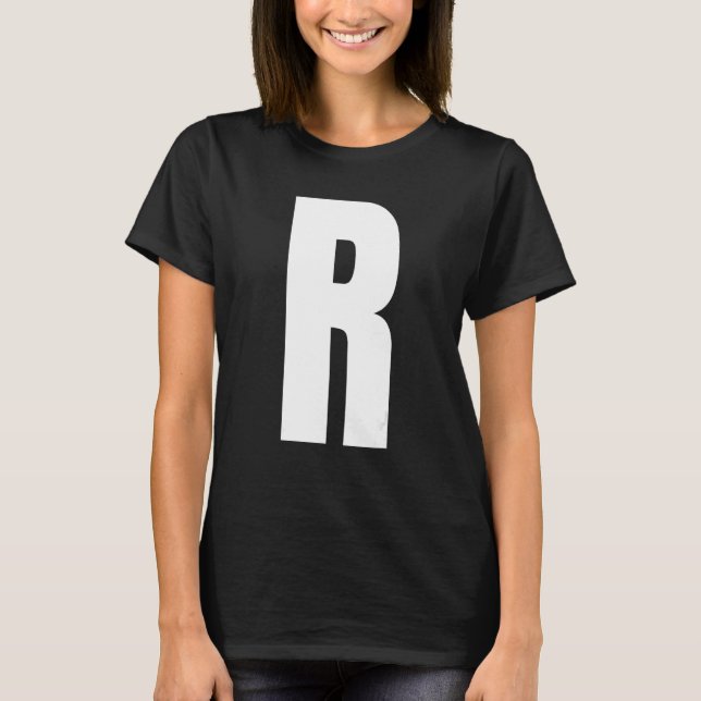 T-shirt Capital Letter R Monogram Anton Font Initial Alpha (Devant)