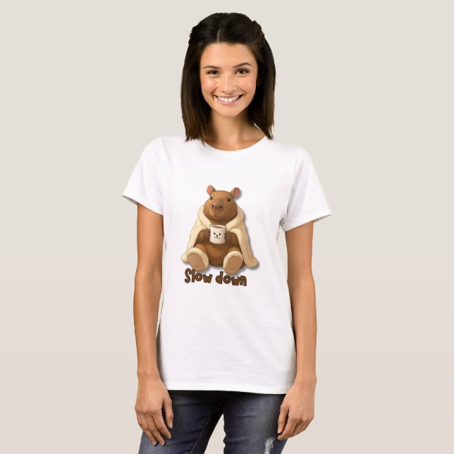 T-shirt Capivara Relax tomando chá de pantufas (Devant entier)