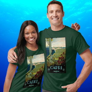 T-shirt Capri, Italie, Art de l'affiche de voyage vintage