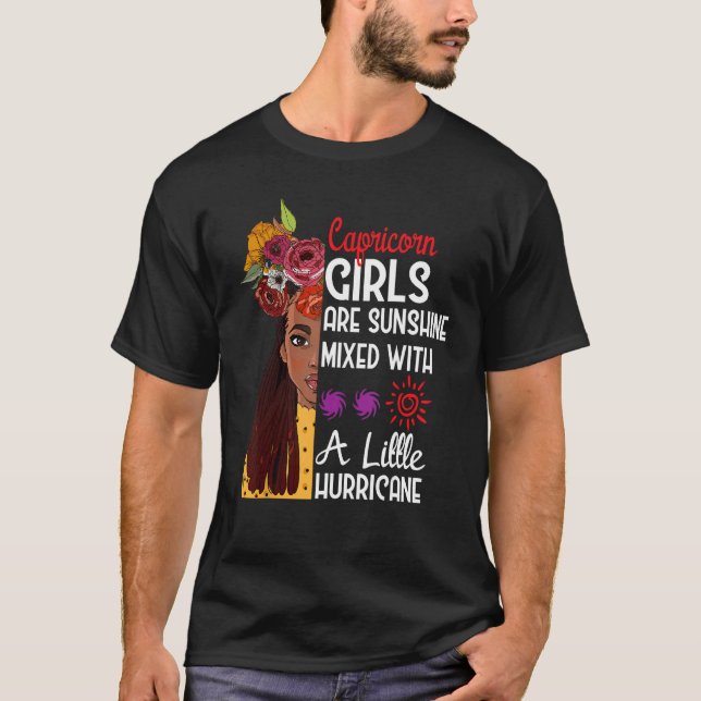 T-shirt Capricorn Girls Are Sunshine Mixed Little Hurrican (Devant)