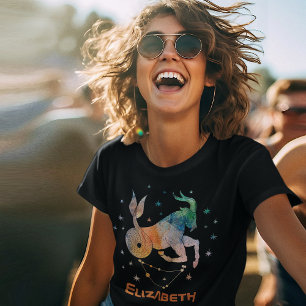 T-shirt Capricorne Constellation Zodiaque Aquarelle Galaxi