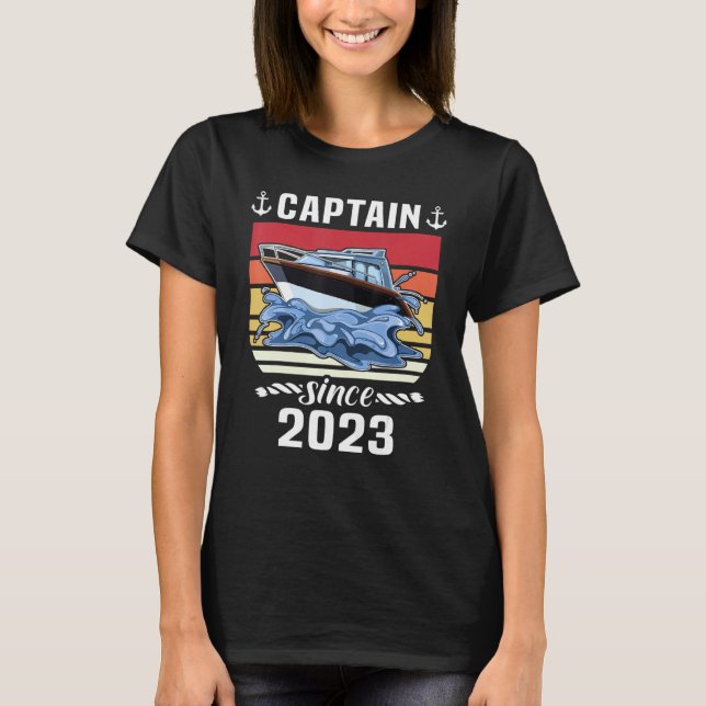 T-shirt Captain 2023 Boat Driving Licence  Motorboat  Sail (Devant)