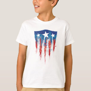 T-shirt Captain America Bouclier Rétro Traits de Pinceau