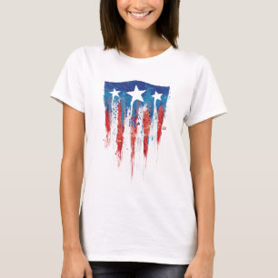 T-shirt Captain America Bouclier Rétro Traits de Pinceau