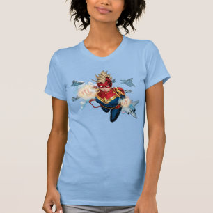 T-shirt Captain Marvel volant avec des jets