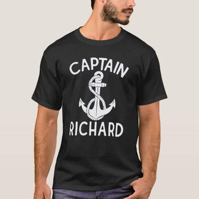 T-shirt Captain Richard Yacht Boat Anchor Boating Ship (Devant)