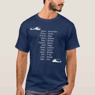 T-shirt Capteurs Alphabet Phonétique Pilote d'hélicoptère