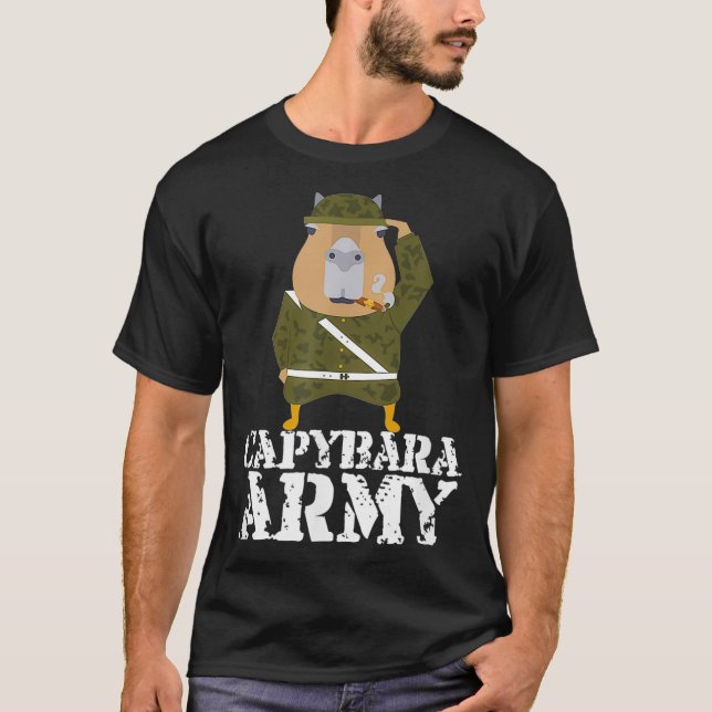 T-shirt Capybara Army Drôle mignon animal Guinée cochon Te (Devant)