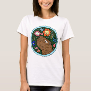 T-shirt Capybara avec Fleurs mignonnes Capybara Graphisme