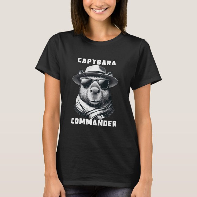 T-shirt Capybara Avec Lunettes De Soleil Capy Commander (Devant)