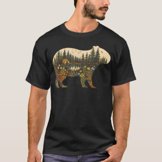 T-shirt Capybara Bohème Plantes Forêt Nature Fleur Sauvage