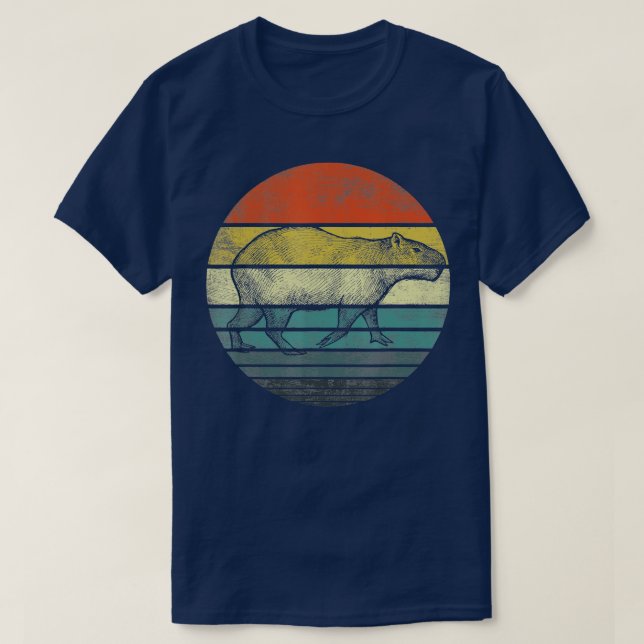T-shirt Capybara Cadeaux Retro Sunset Amoureux des animaux (Design devant)