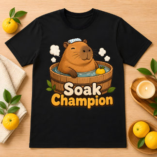 T-Shirt Capybara Champion de Bain Kawaii Onsen