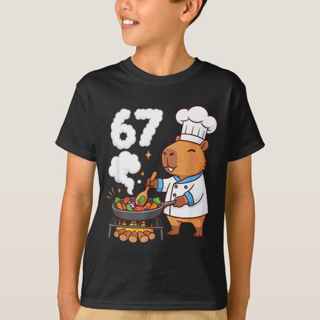 T-shirt Capybara Chef 67 Six Seven Funny Brain Rot Meme Gr (Devant)