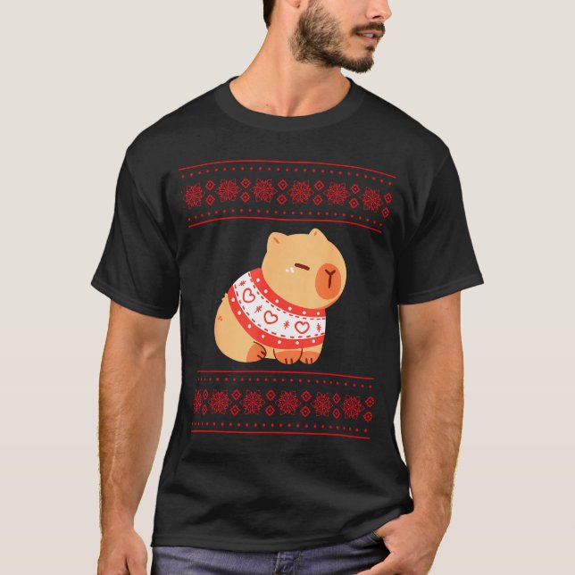 T-shirt Capybara Christmas Sweater  (Devant)