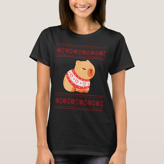 T-shirt Capybara Christmas Sweater  (Devant)