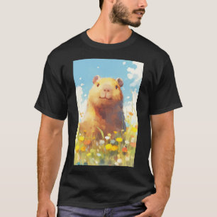 T-shirt Capybara dans la prairie