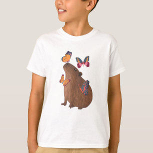 T-shirt Capybara drôle avec papillon – Animal rongeur mign