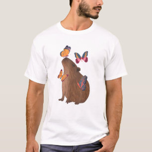 T-shirt Capybara drôle avec papillon – joli animal rongeur