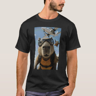 T-shirt Capybara Drôle de Plongée en Parachute Amateur d'A