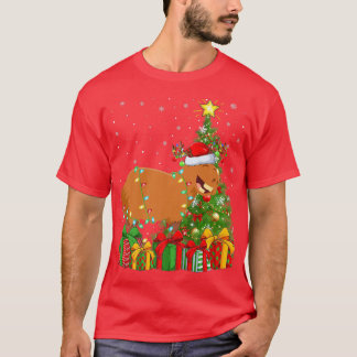 T-shirt Capybara Éclairage Xmas Arbre Santa Hat Capybara C